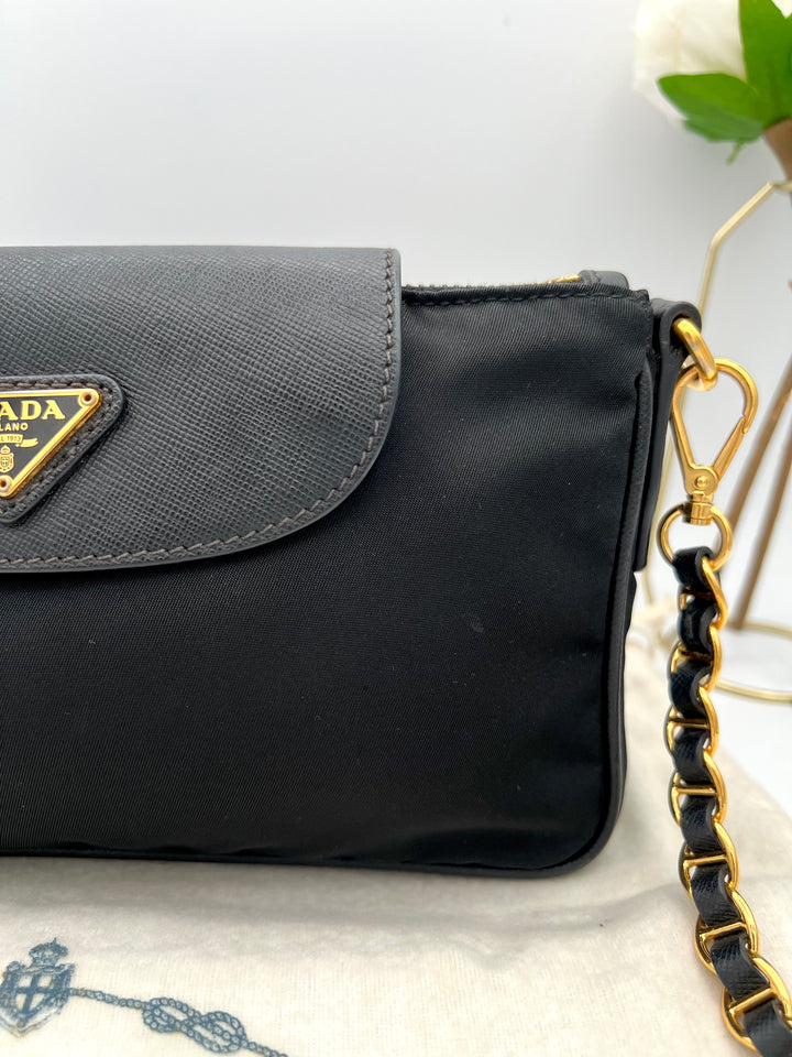 PRADA SAFFIANO NYLON CHAIN BAG