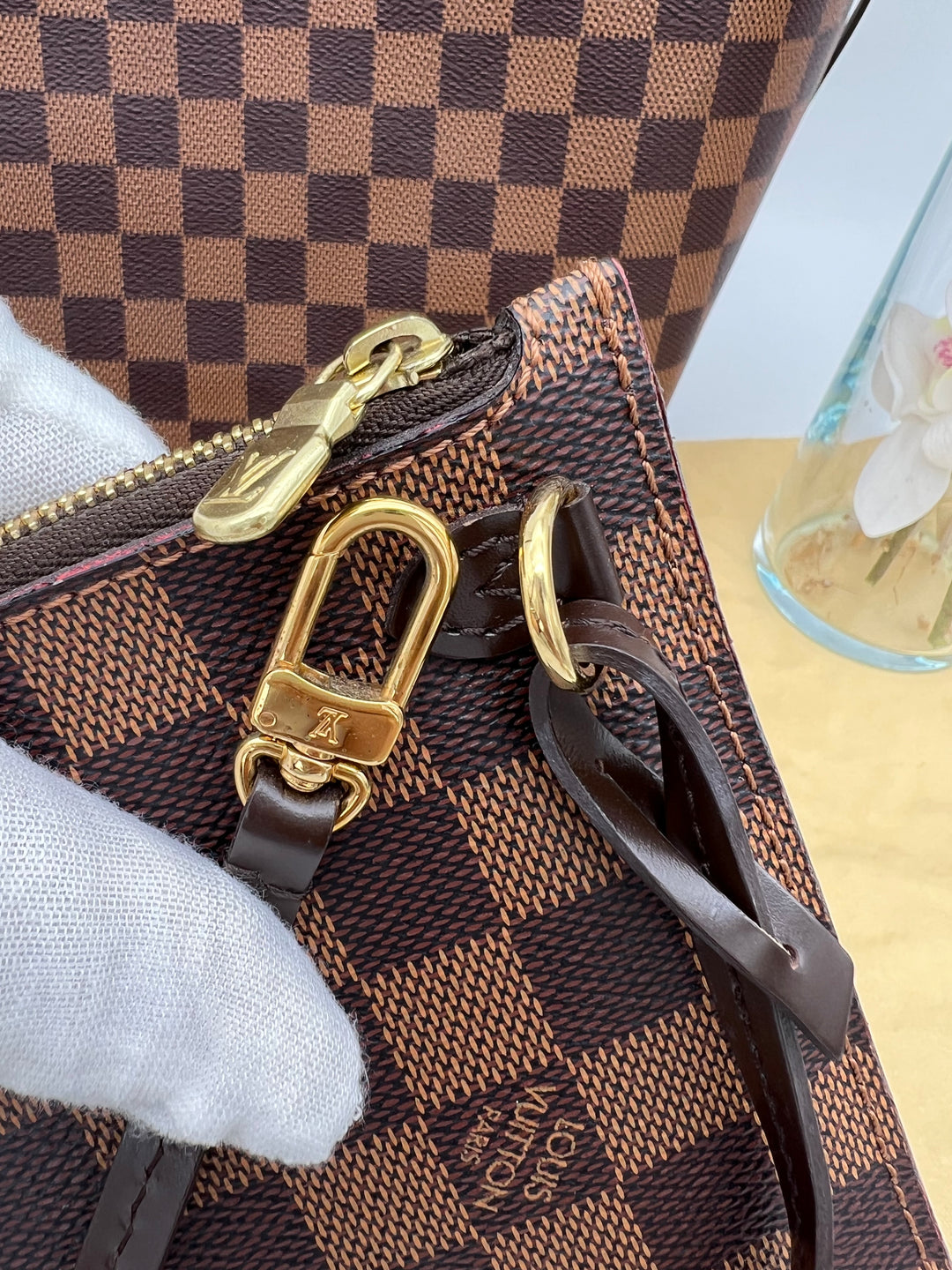 LOUIS VUITTON NEVERFULL MM DAMIER W/ POUCH