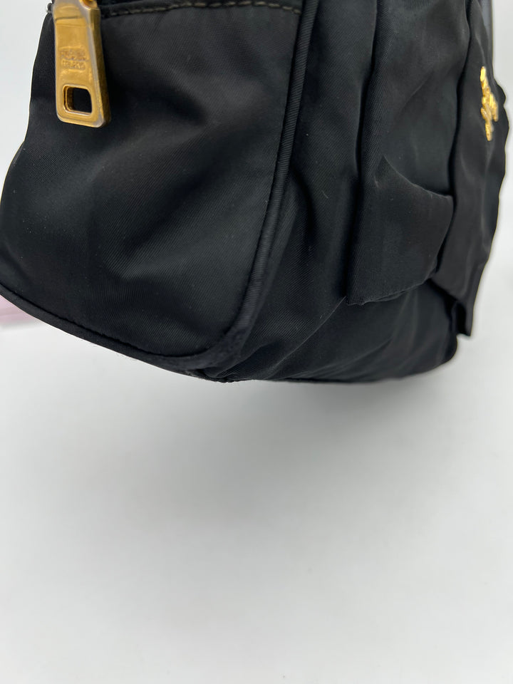PRADA QUILTED BOW TOP HANDLE NYLON BAG