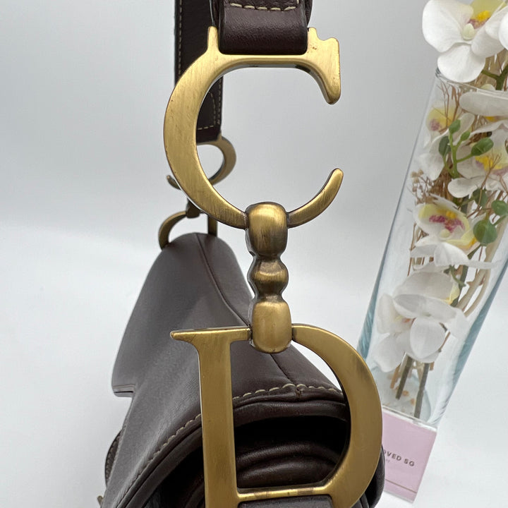 CHRISTIAN DIOR BLACK LEATHER  SADDLE BAG