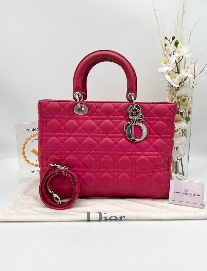 CHRISTIAN DIOR LADY DIOR LAMBSKIN LARGE