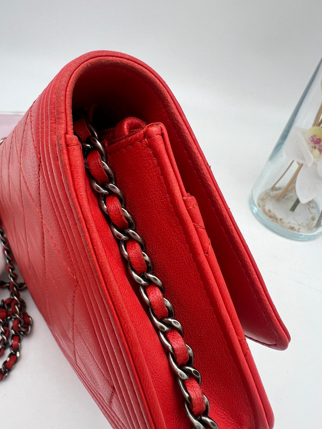 CHANEL BOY WALLET ON CHAIN LAMBSKIN