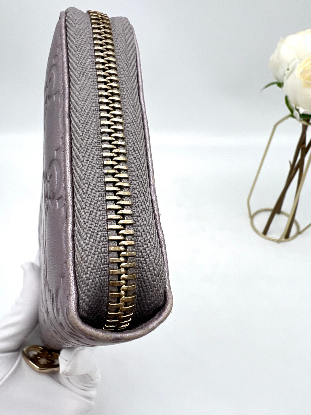 GUCCI METALLIC GUCCISIMA LEATHER WALLET