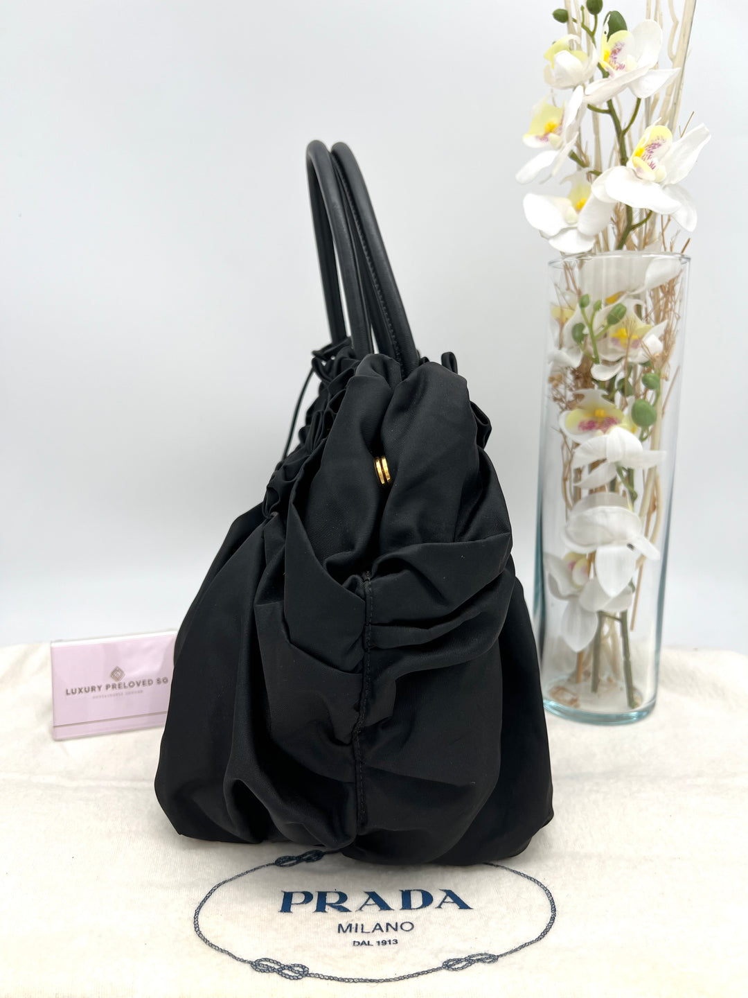 PRADA NYLON PLEATED HANDLE NYLON