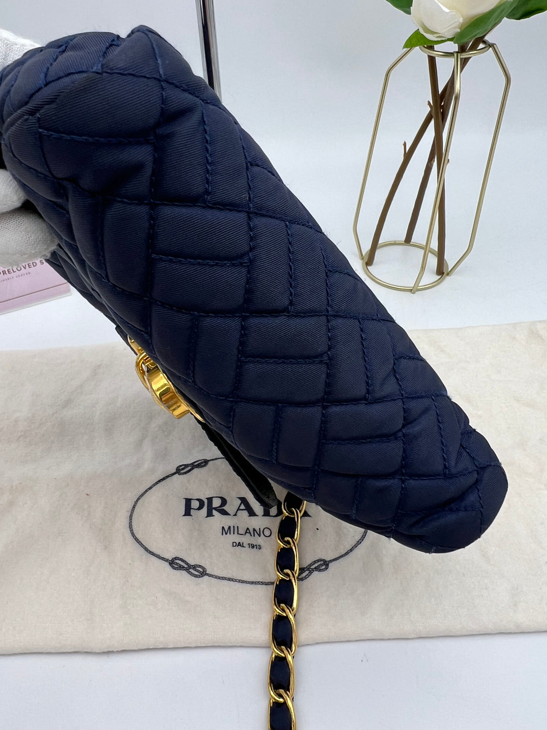 PRADA QUILTED CHAIN NYLON SHOULDER BAG