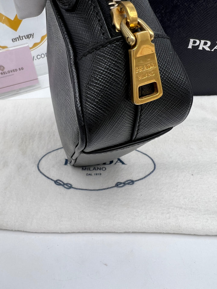 PRADA MINI CAMERA BAG SAFFIANO BLACK