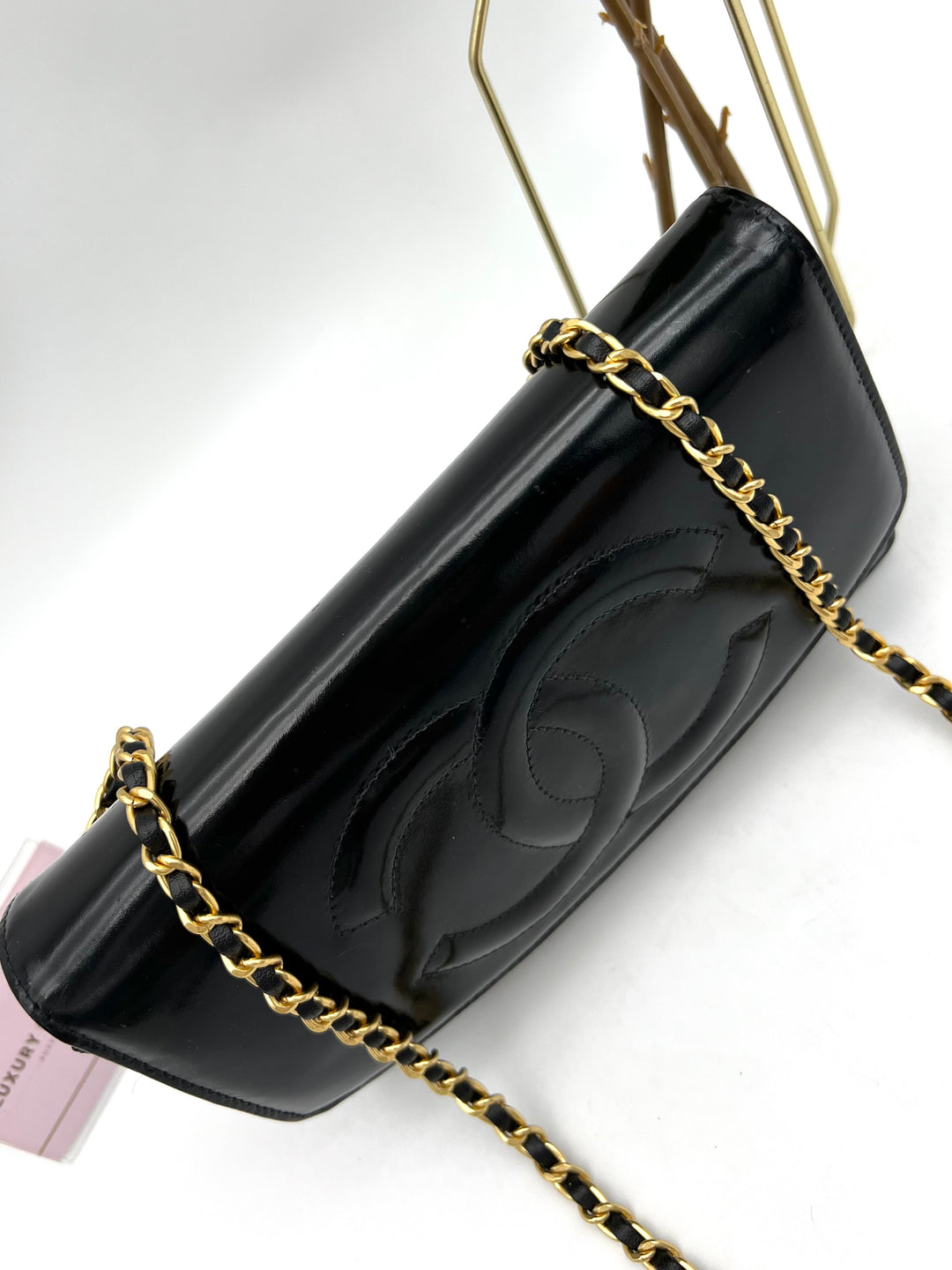 CHANEL TIMELESS WALLET ON CHAIN BLACK PATENT