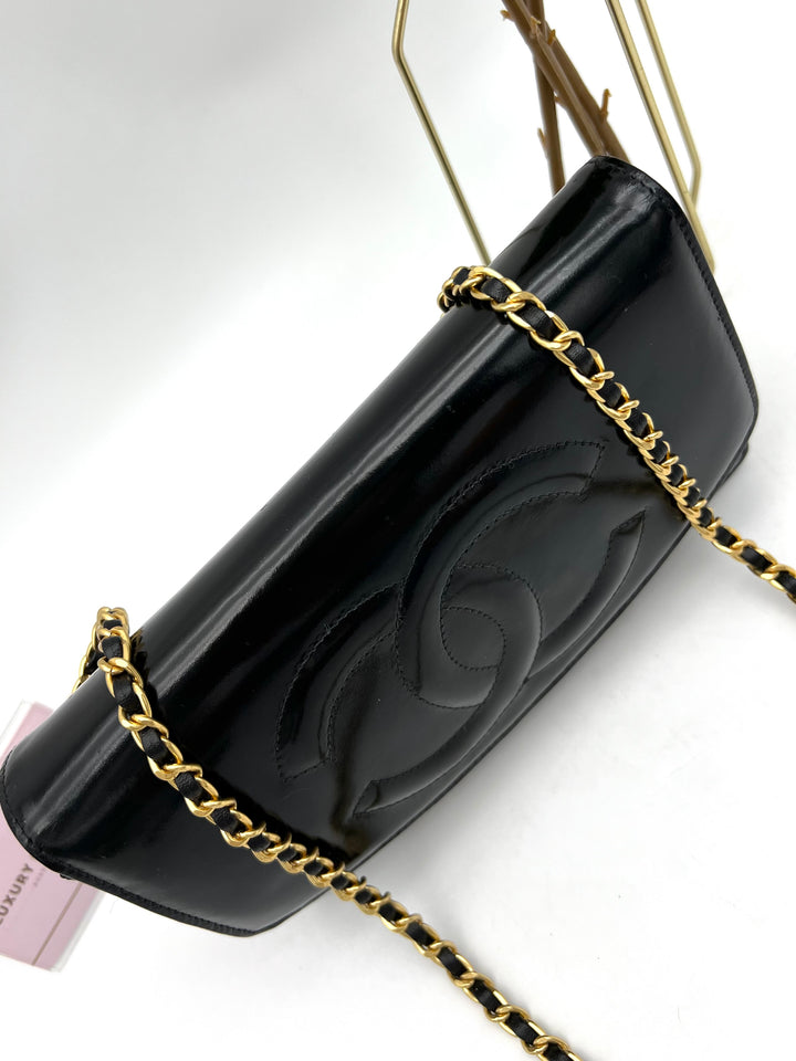 CHANEL TIMELESS WALLET ON CHAIN BLACK PATENT