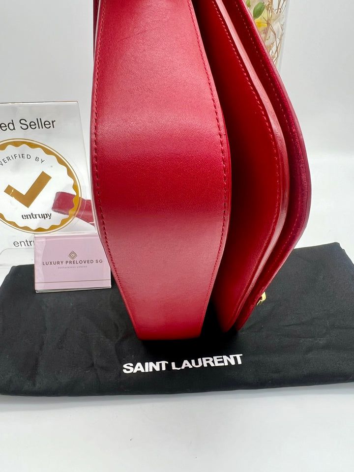 YVES SAINT LAURENT CALFSKIN CLASSIC Y SATCHEL RED