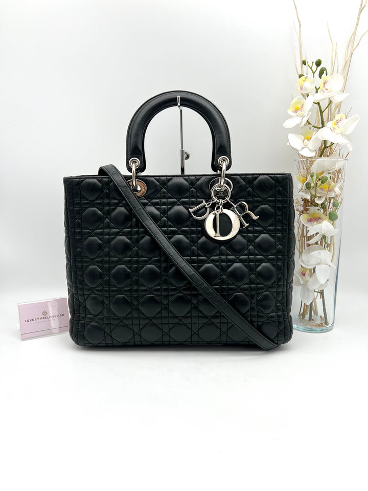 CHRISTIAN DIOR LADY DIOR LAMBSKIN LEATHER