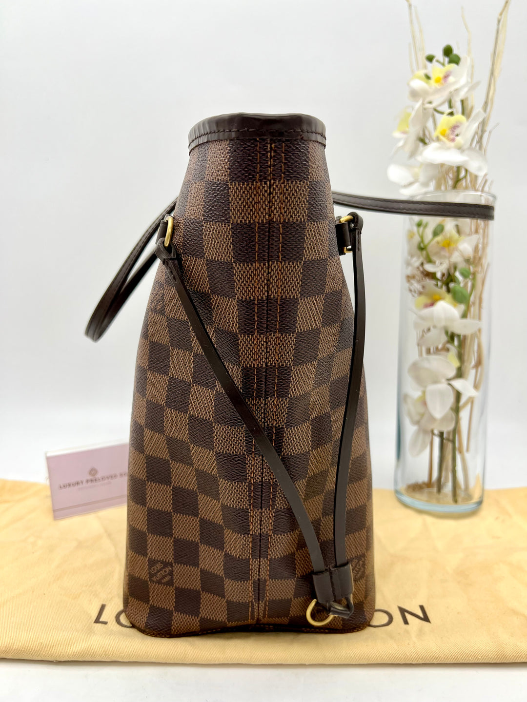 LOUIS VUITTON NEVERFULL MM DAMIER W/ POUCH