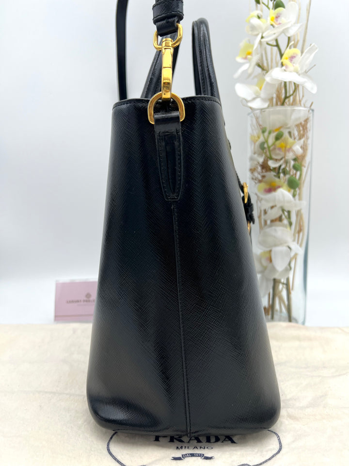 PRADA SAFFIANO VERNICE 2 WAY BLACK