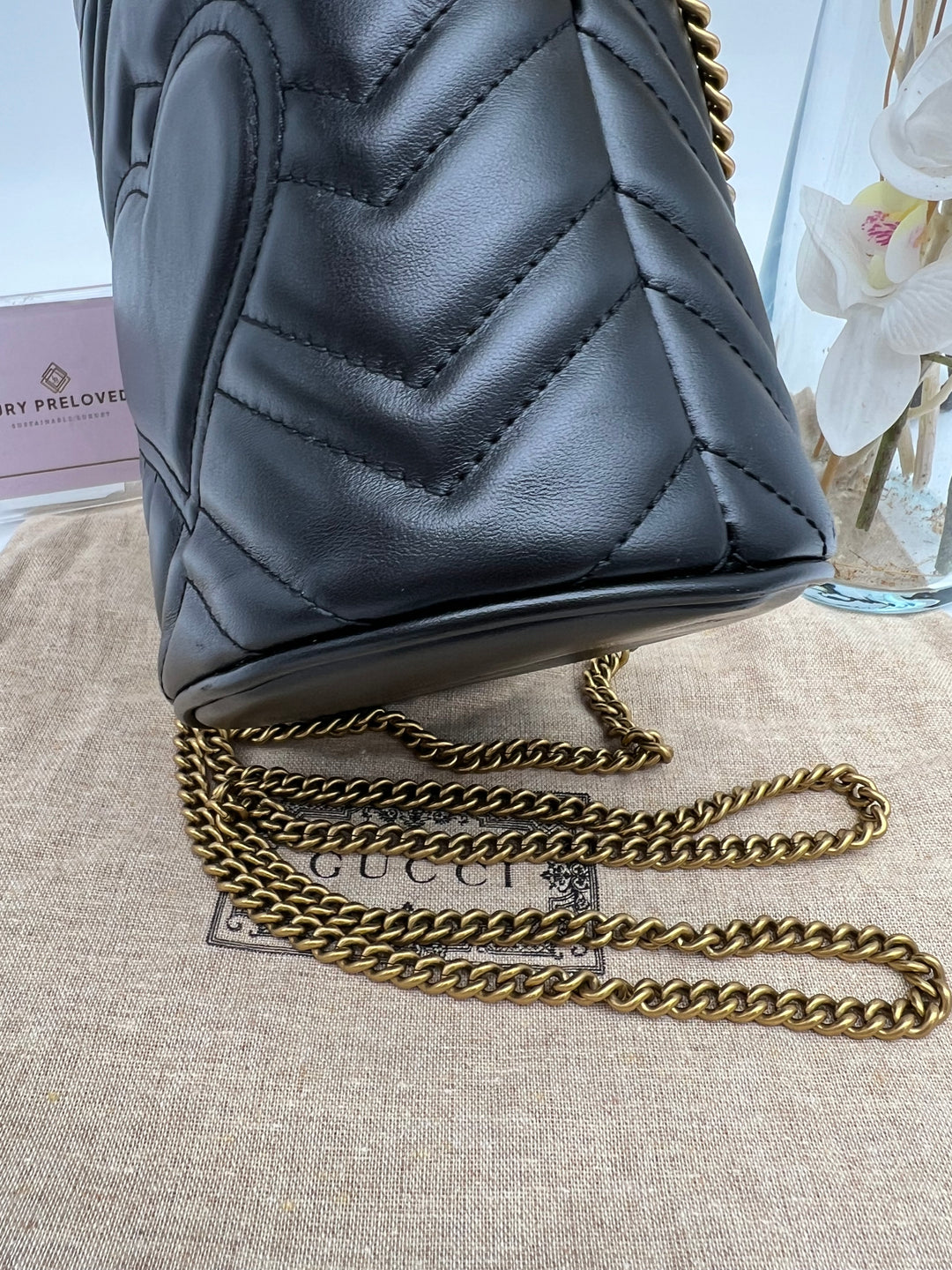 GUCCI MARMONT QUILTED GHW BUCKET BAG