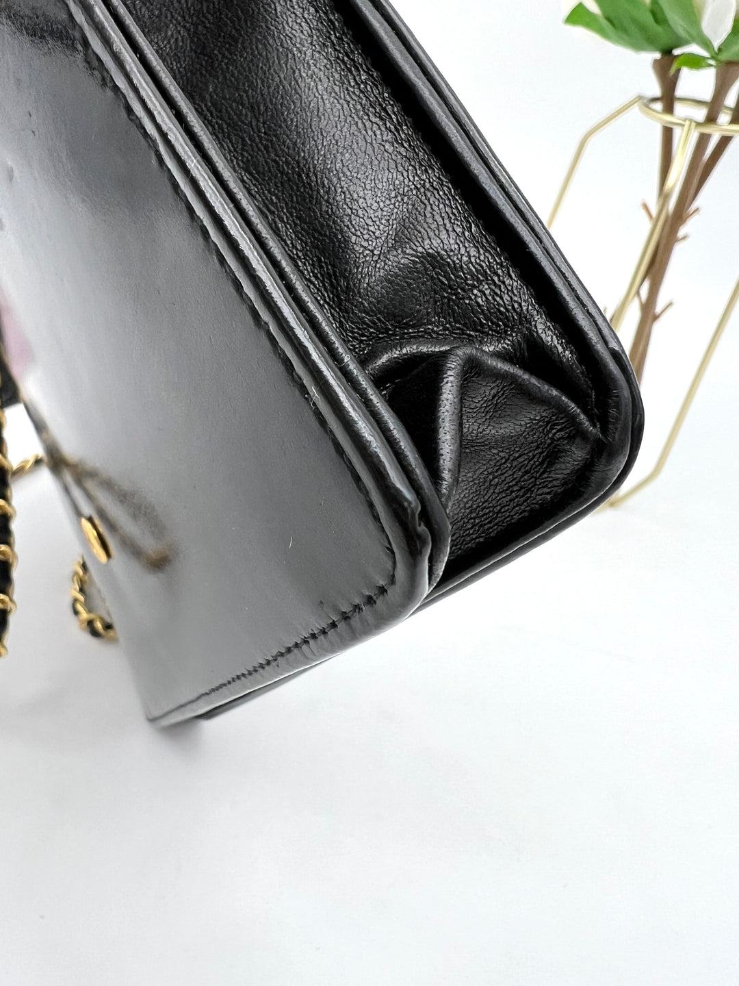 CHANEL TIMELESS WALLET ON CHAIN BLACK PATENT