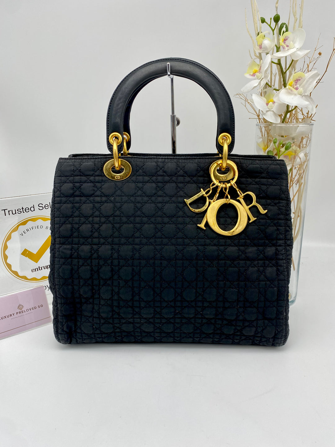 CHRISTIAN DIOR LADY DIOR CANVAS GHW