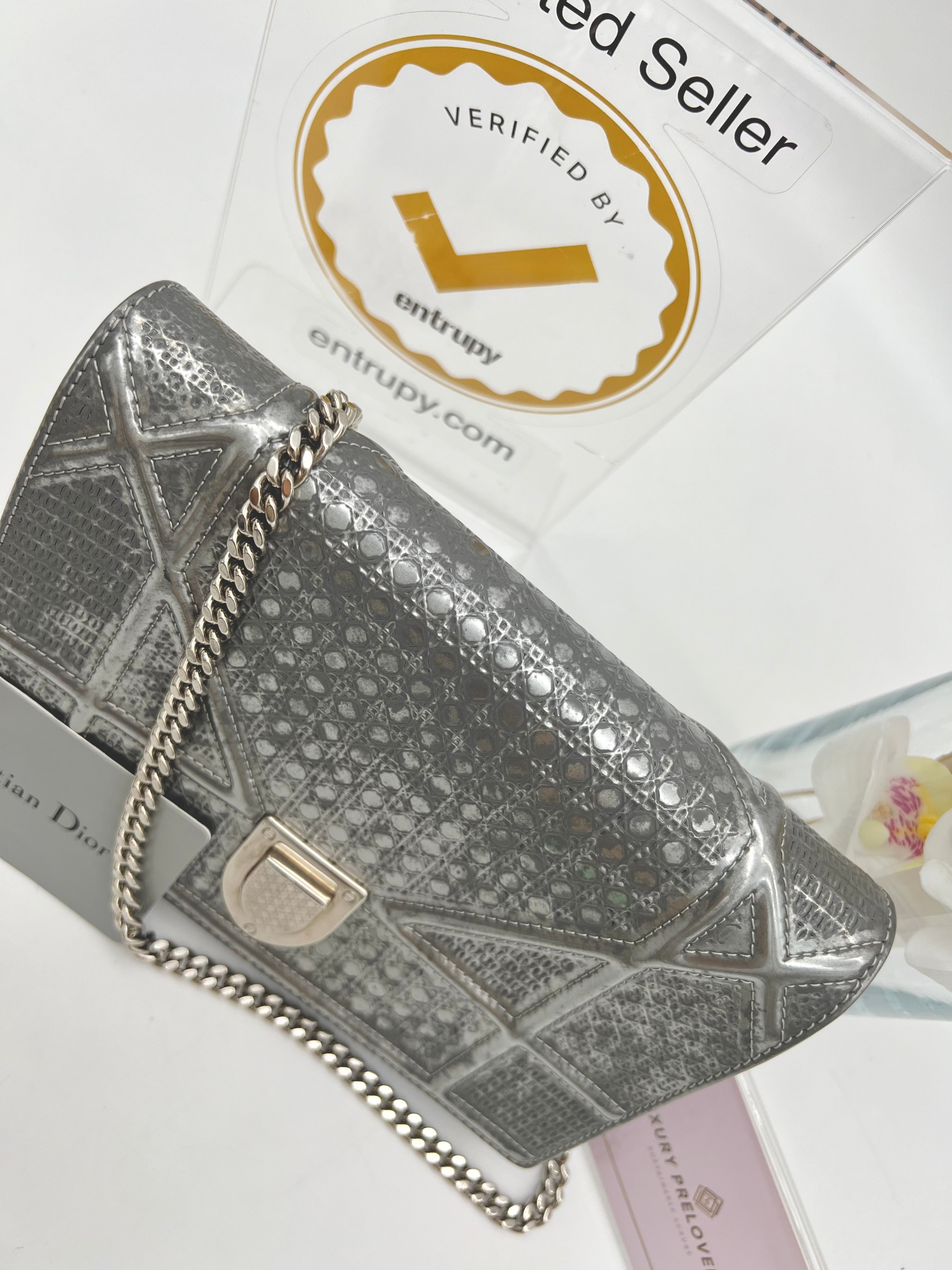 CHRISTIAN DIOR DIORAMA METALLIC SILVER CHAIN BAG – Luxury Preloved SG