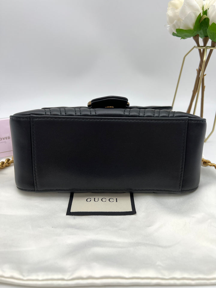 GUCCI MARMONT QUILTED TOP HANDLE GHW SHOULDER BAG