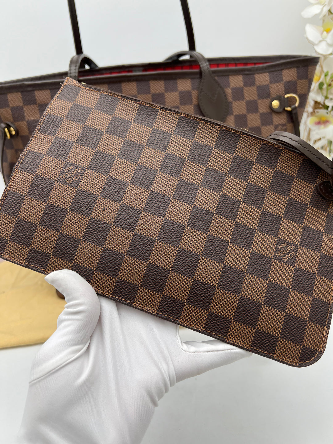 LOUIS VUITTON NEVERFULL MM DAMIER W/ POUCH