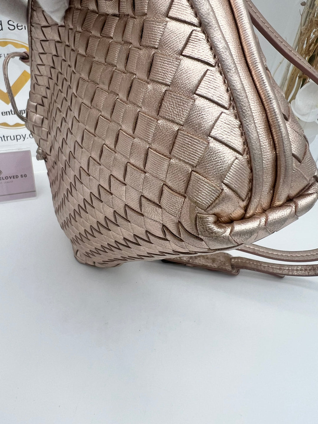 BOTTEGA PINK METTALIC LEATHER CROSSBODY