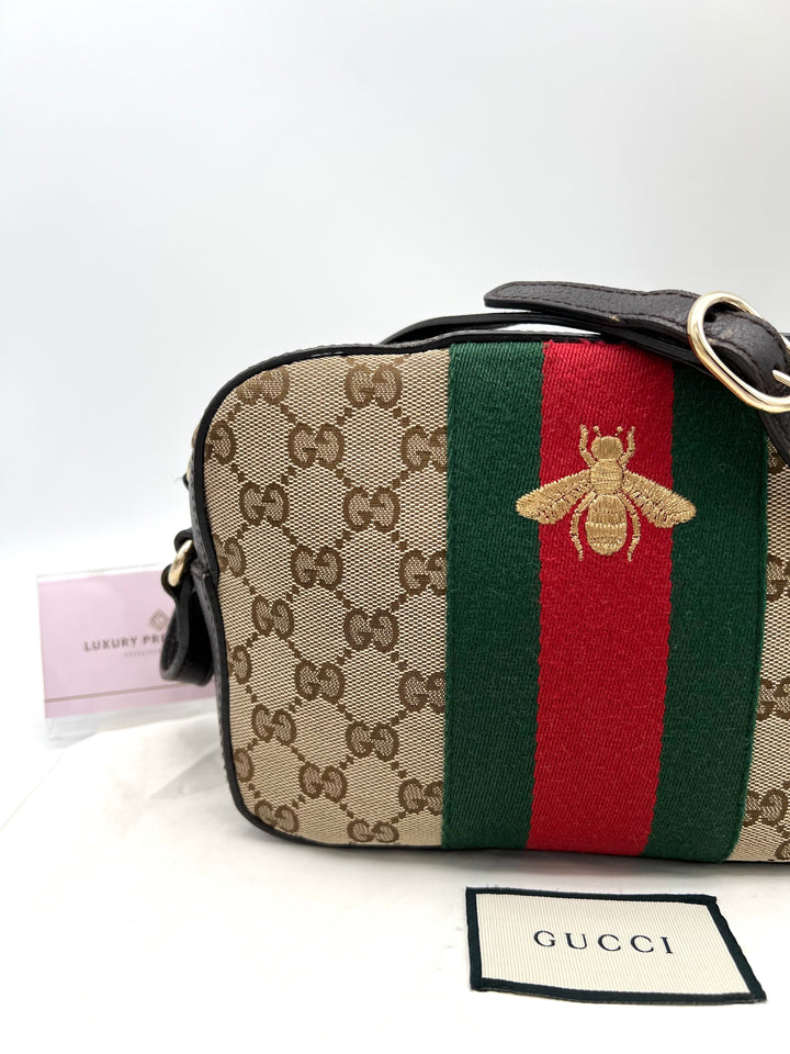 GUCCI OPHIDIA SUPREME CANVAS CAMERA BAG