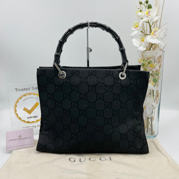 GUCCI BAMBOO CANVAS TOTE