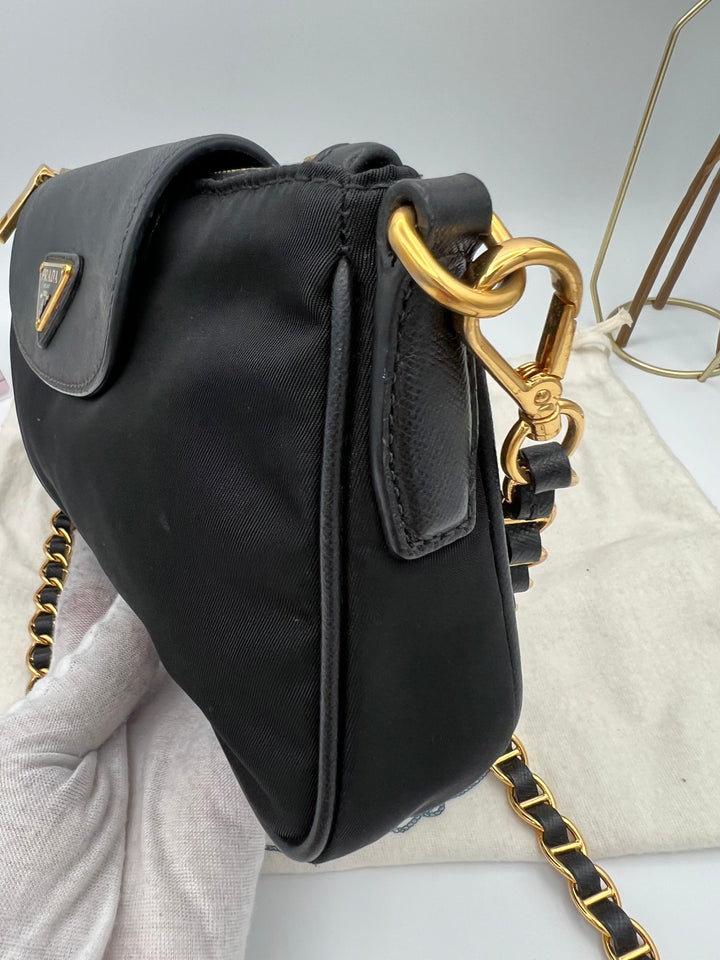 PRADA SAFFIANO NYLON CHAIN BAG