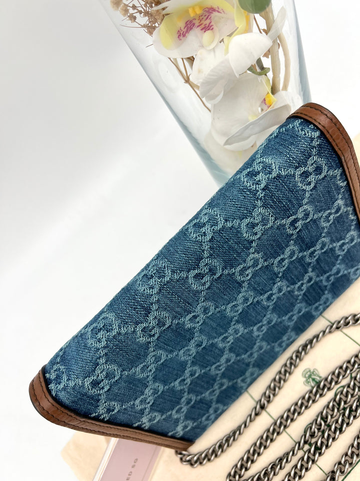 GUCCI DIONYSUS DENIM CHAIN SHOULDER BAG