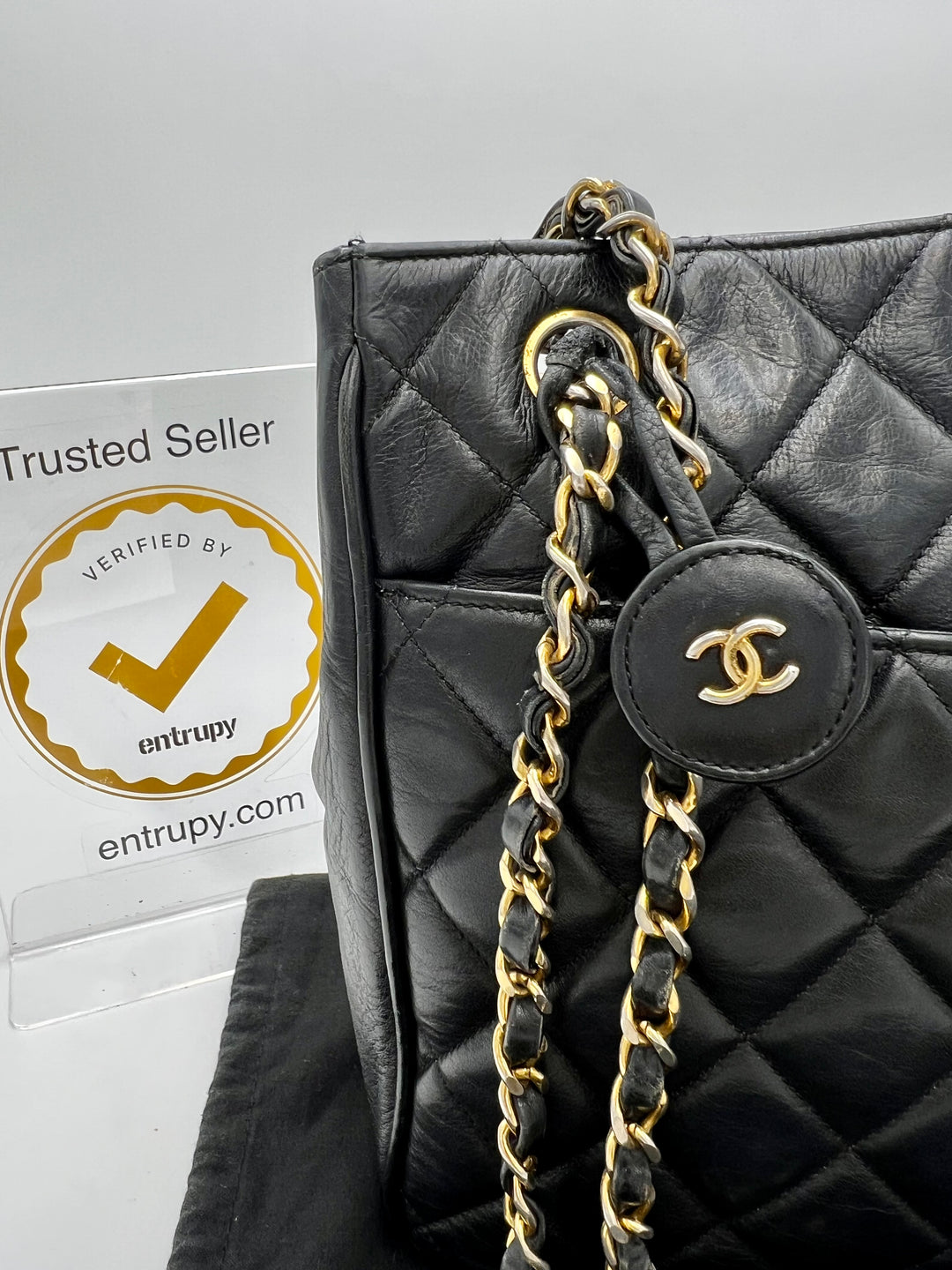 CHANEL VINTAGE LAMBSKIN SHOPPING TOTE BAG