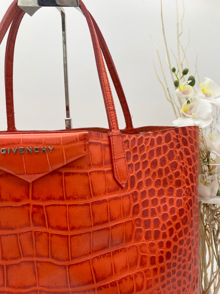 GIVENCHY ANTIGONA CROC EMBOSSED TOTE BAG