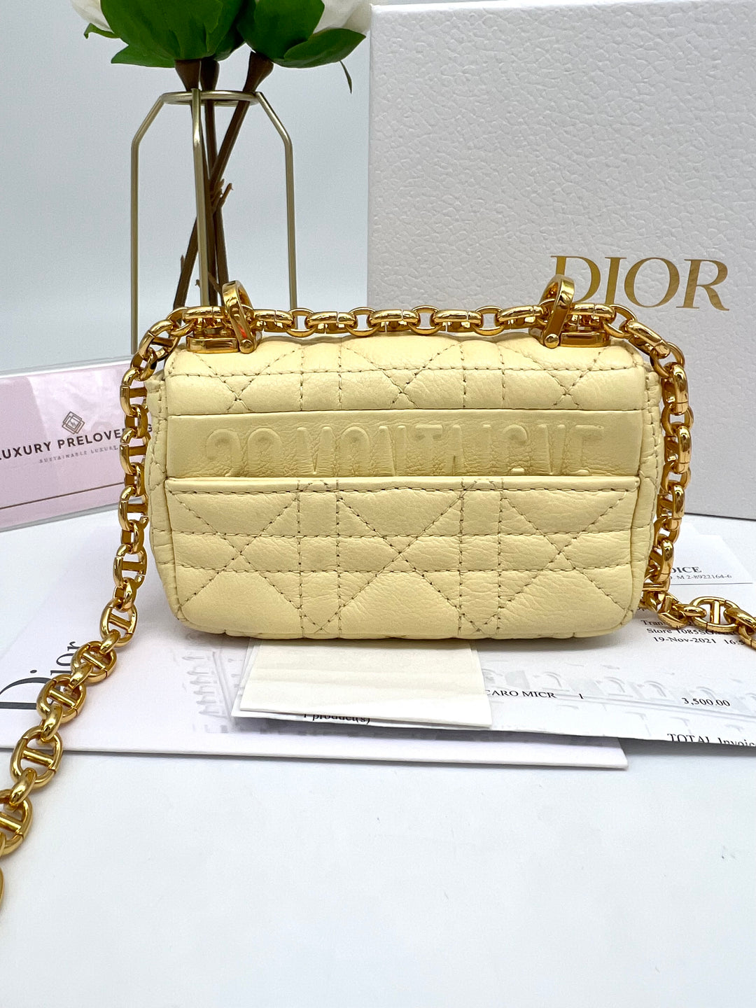 CHRISTIAN DIOR QUILTED CARO MICRO CANNAGE CALFSKIN