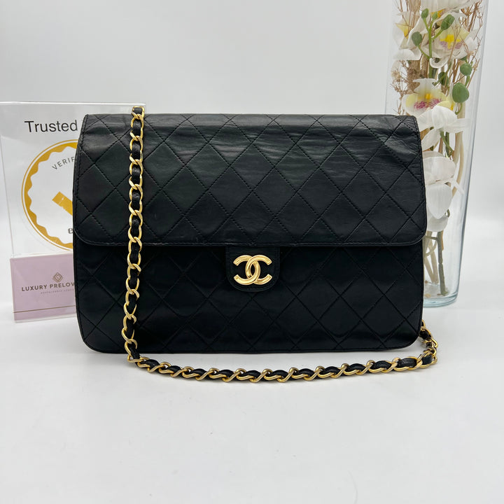 CHANEL BLACK MATALESSE PUSH LOCK CHAIN SHOULDER BAG