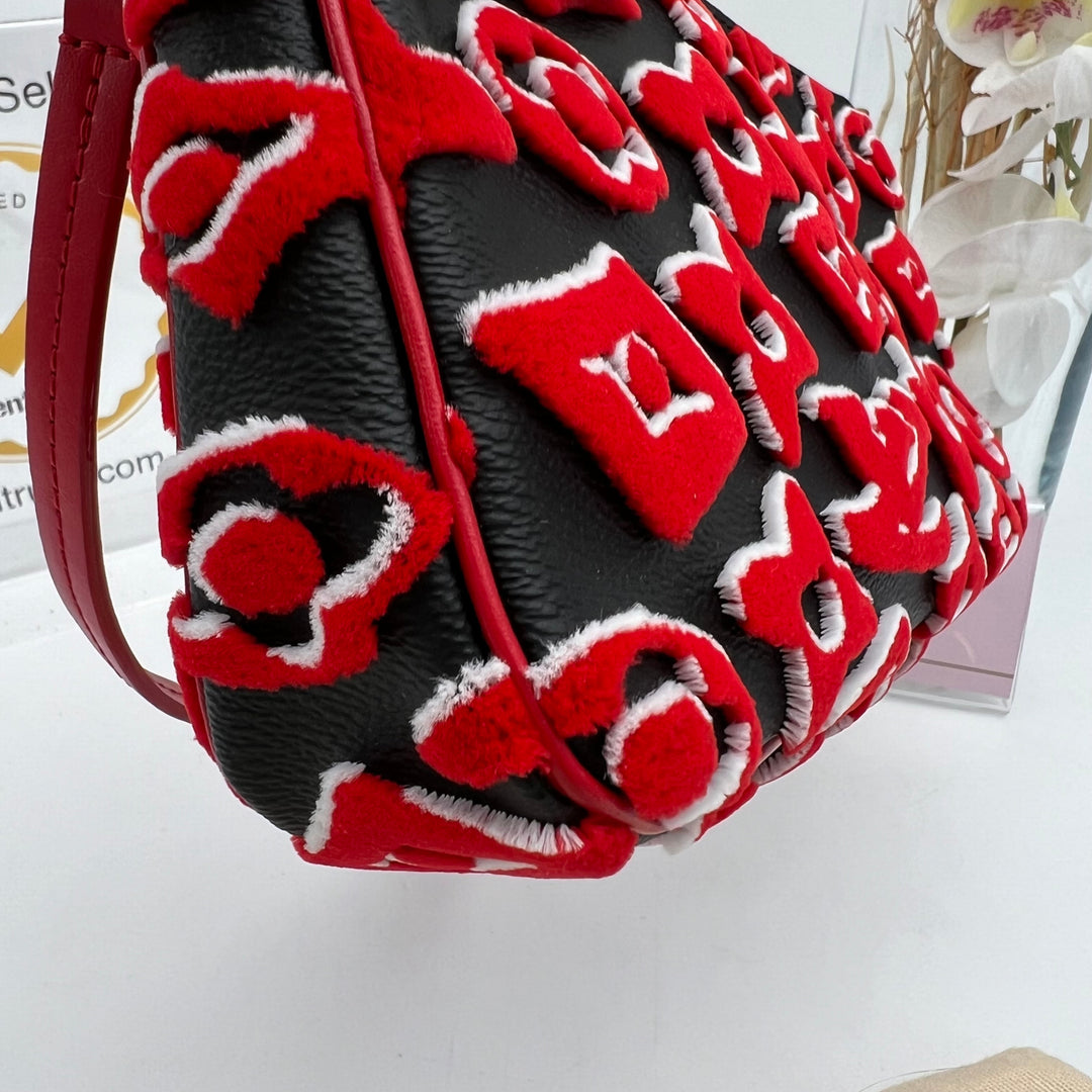 LOUIS VUITTON X UF TUFTED MONOGRAM POCHETTE ACCESSOIRES BLACK RED