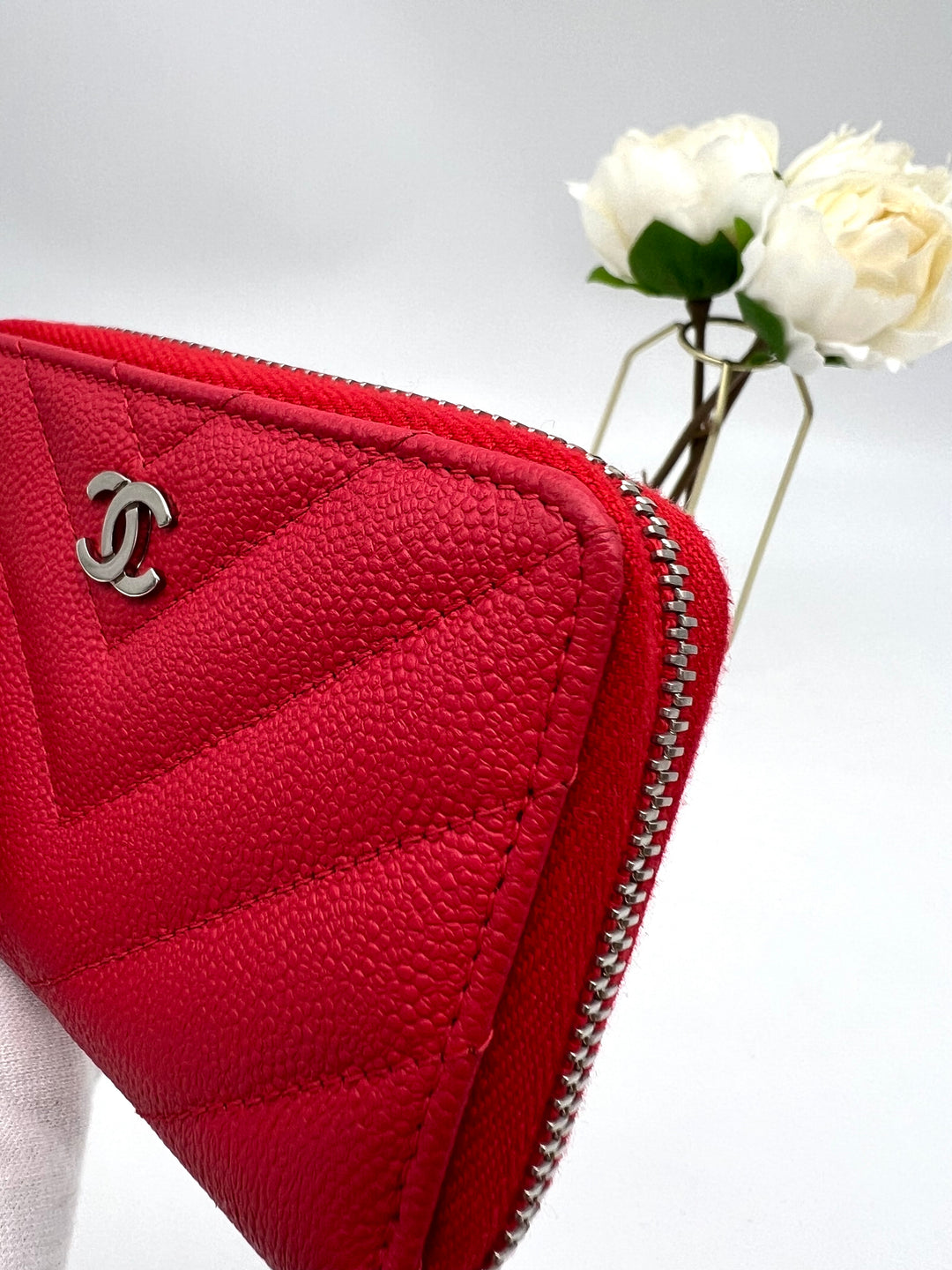 CHANEL CHEVRON ZIP COIN WALLET