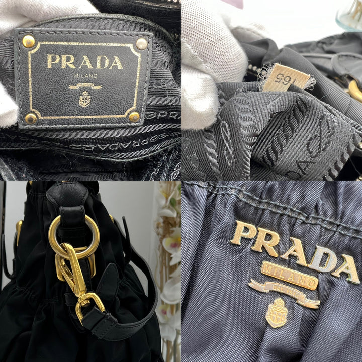 PRADA GAUFRE LEATHER SHOPPING TOTE BAG NYLON