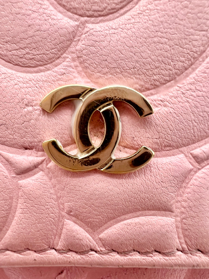 CHANEL CAVIAR CAMELLIA EMBOSSED WALLET