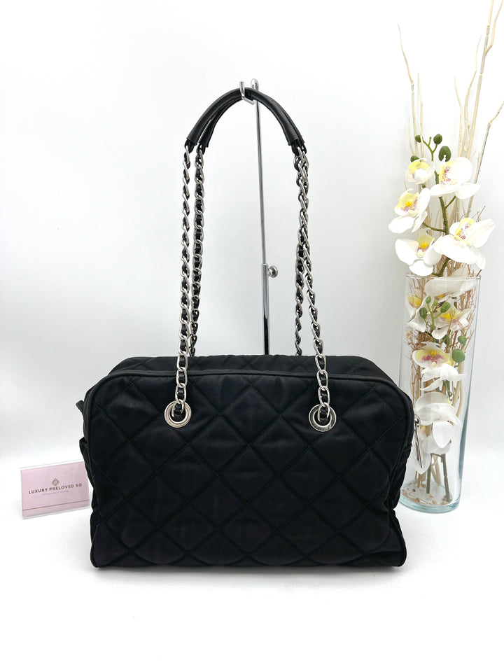 PRADA QUILTED TESSUTO CHAIN SHOULDER BAG