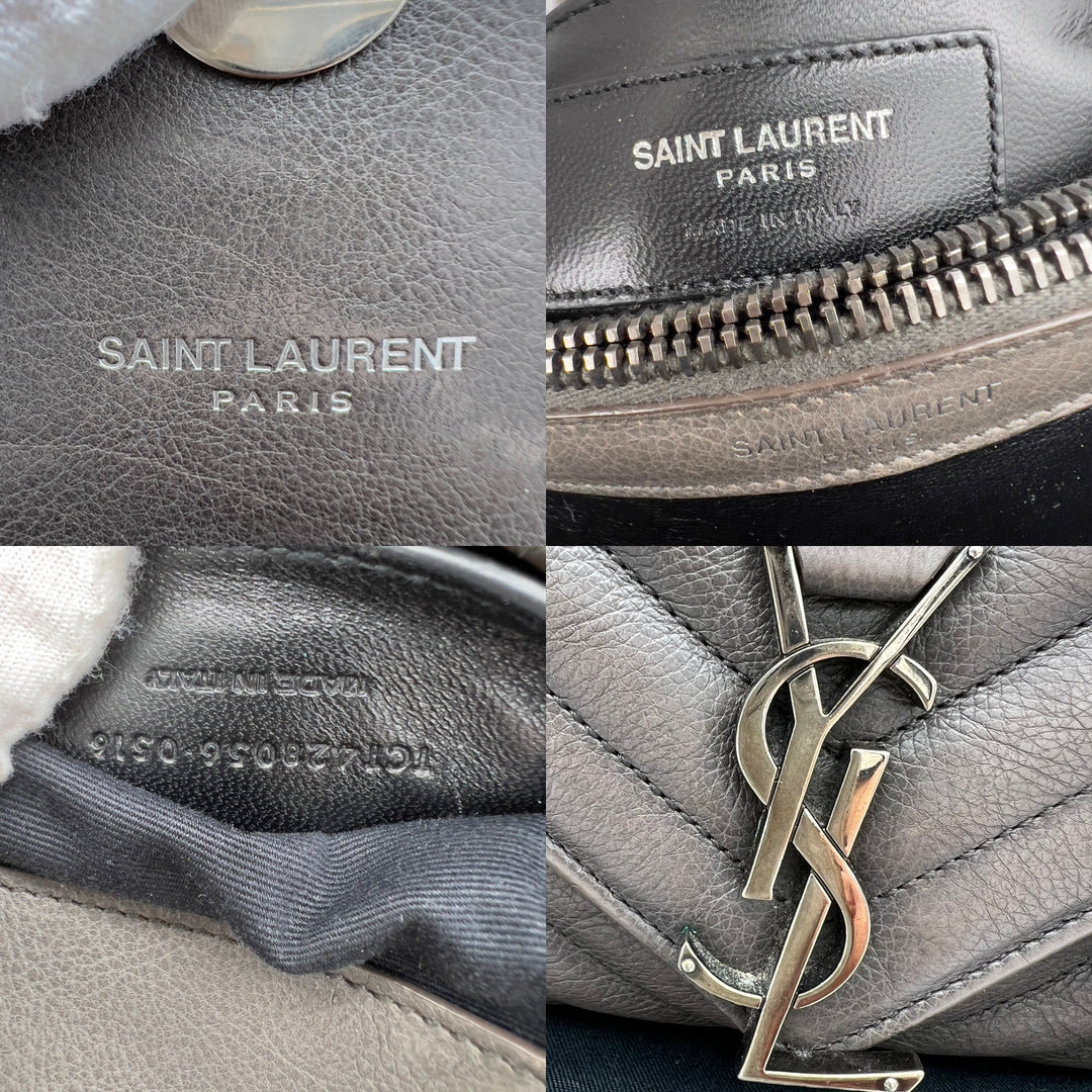 YVES SAINT LAURENT MEDIUM COLLEGE CHEVRON QUILTED WOC BAG