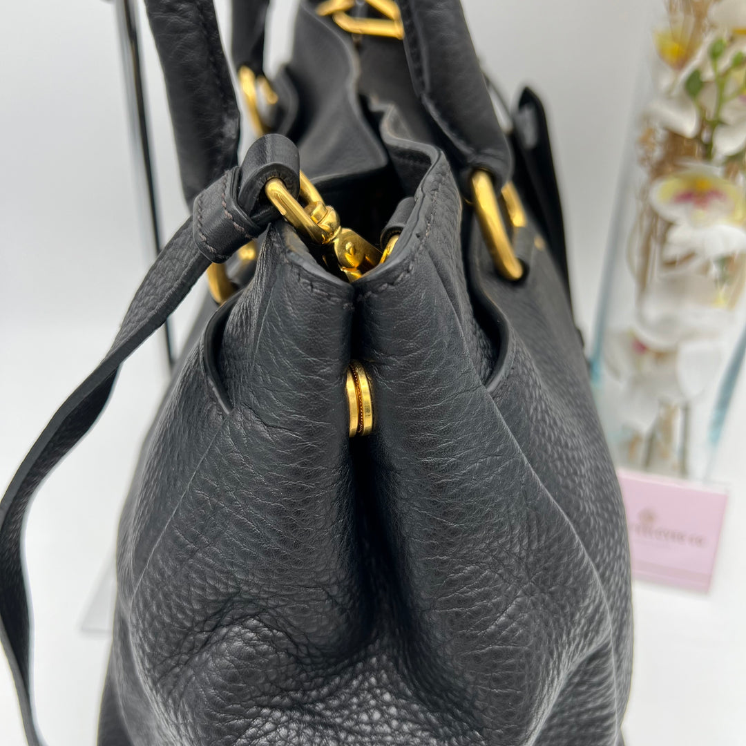 PRADA BLACK LEATHER DAINO 2 WAY BAG