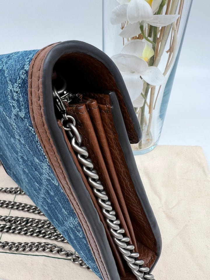 GUCCI DIONYSUS DENIM CHAIN SHOULDER BAG