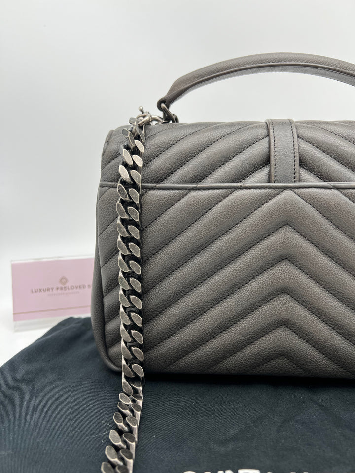 YVES SAINT LAURENT COLLEGE CHEVRON QUILTED BAG SHW MEDIUM