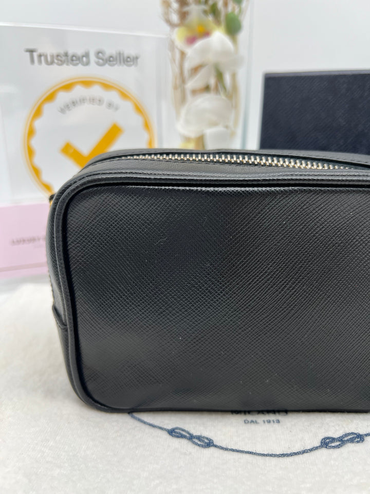 PRADA MINI CAMERA BAG SAFFIANO BLACK