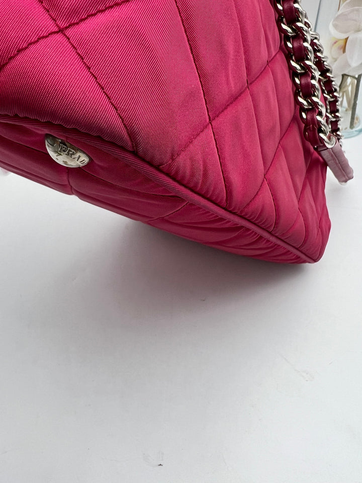 PRADA QUILTED TESSUTO CHAIN SHOULDER BAG