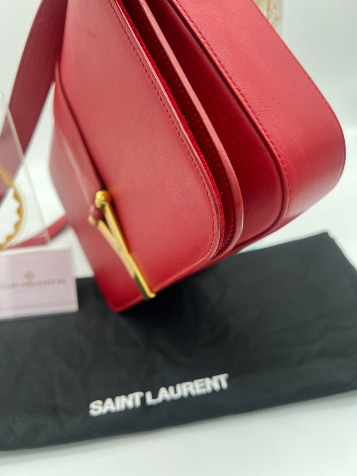 YVES SAINT LAURENT CALFSKIN CLASSIC Y SATCHEL RED