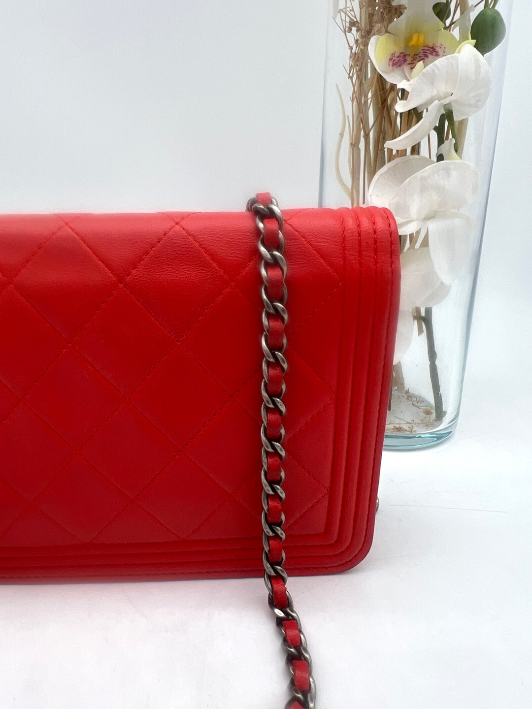 CHANEL BOY WALLET ON CHAIN LAMBSKIN