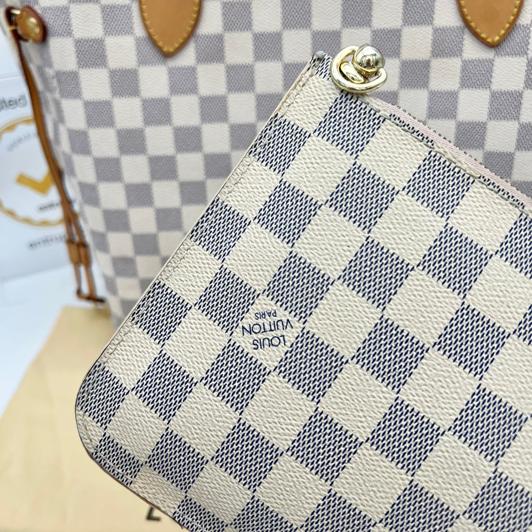 LOUIS VUITTON NEVERFULL MM AZUR W/ POUCH