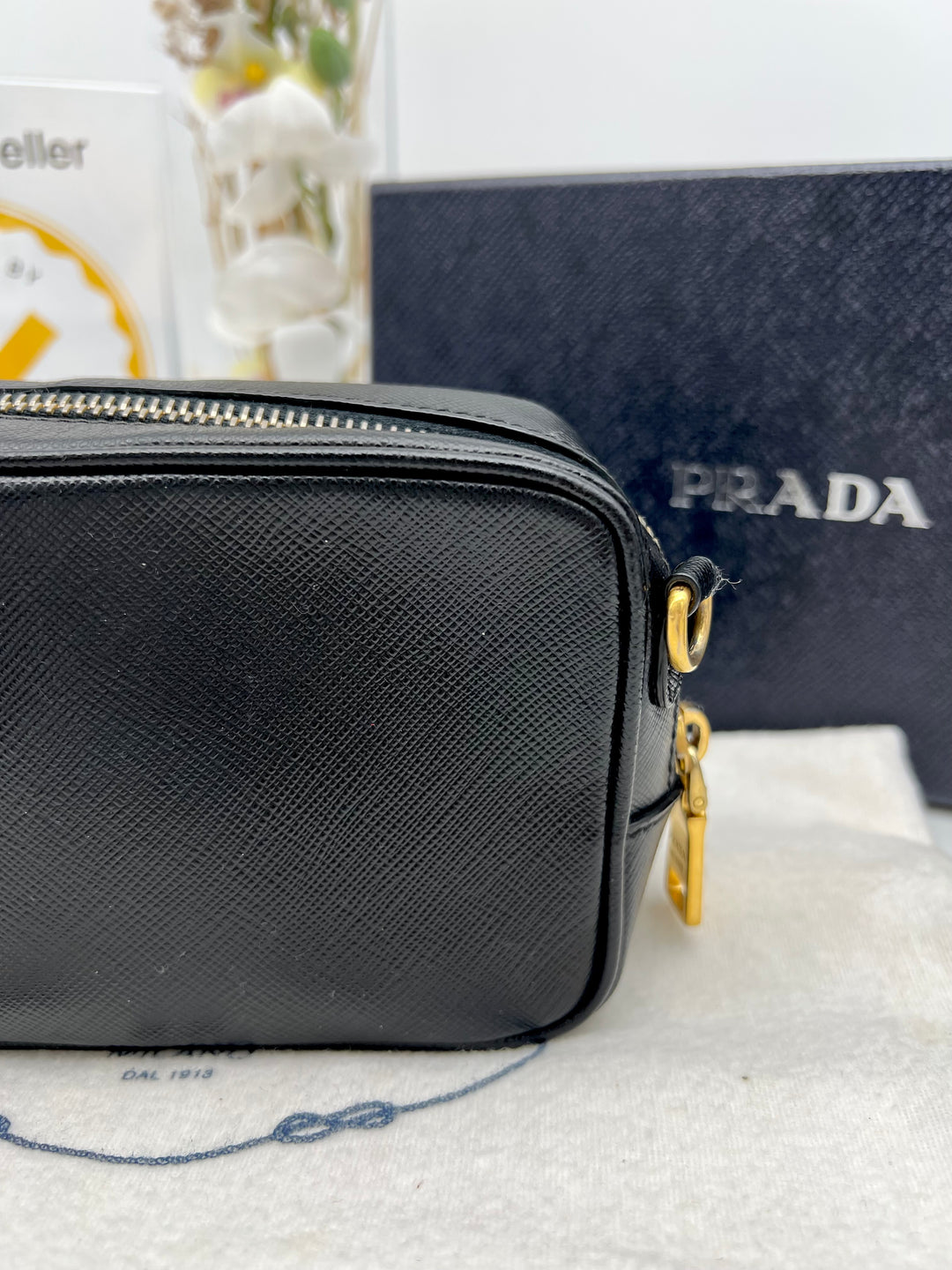 PRADA MINI CAMERA BAG SAFFIANO BLACK