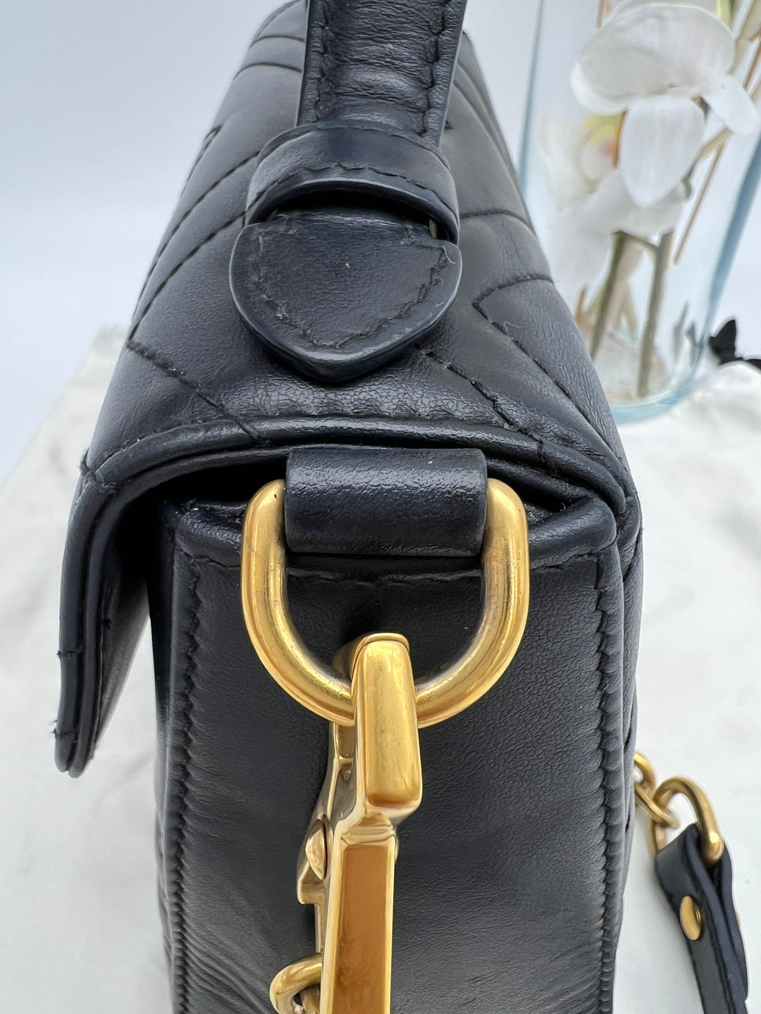 GUCCI GG MARMONT TOP HANDLE MINI CHAIN SHOULDER BAG