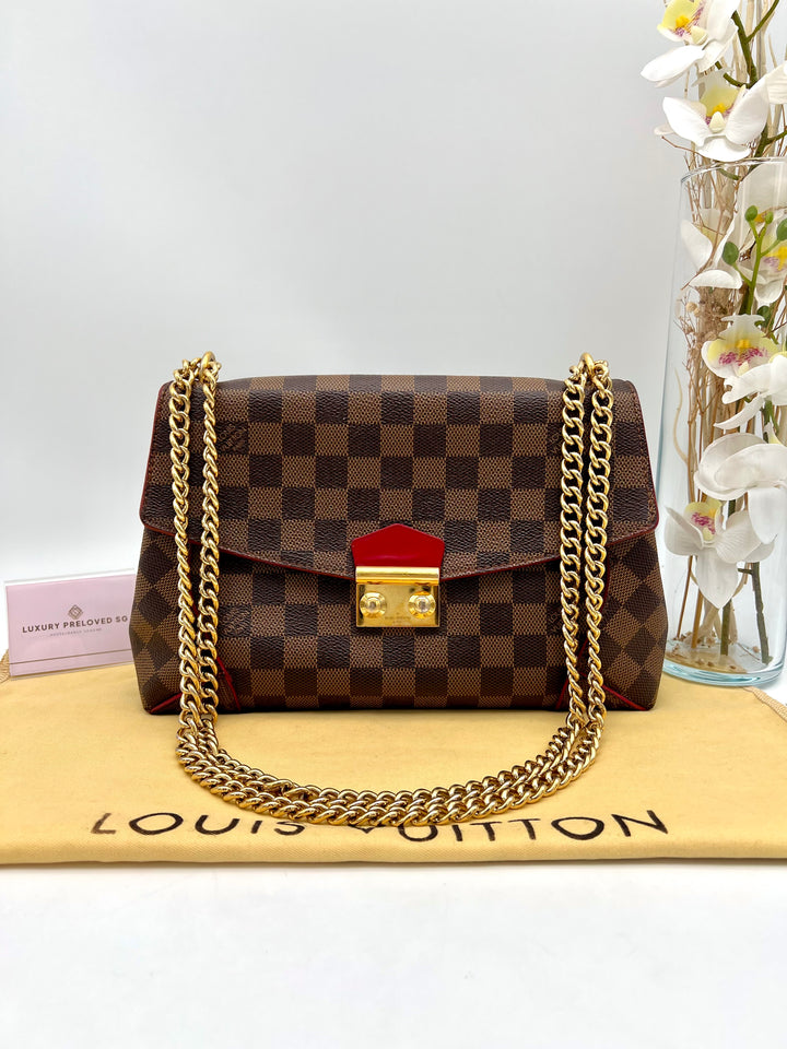 LOUIS VUITTON DAMIER EBENE CAISSA CLUTCH CHERRY