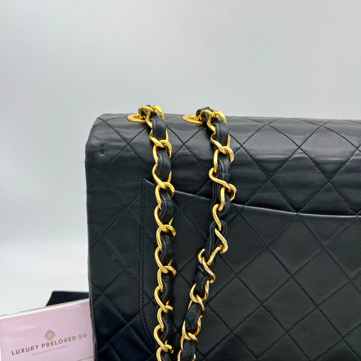 CHANEL LAMBSKIN DOUBLE FLAP MAXI