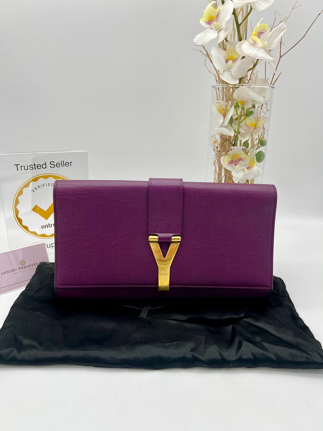YVES SAINT LAURENT CLUTCH CALF LEATHER – Luxury Preloved SG